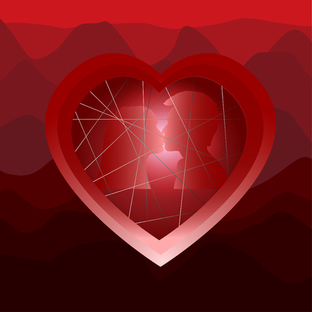 appy valentine day with red heart on abstract background, Vector illustration.のイラスト素材