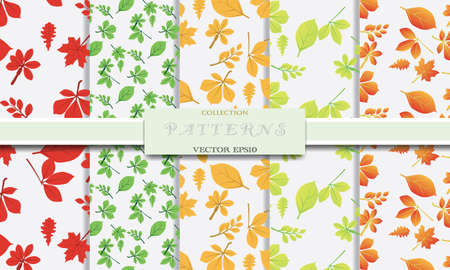 Abstract pattern nature of leaves design collection vector. Seamless background illustration set.のイラスト素材