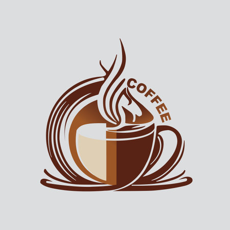 Coffee logo design template with a vector coffee emblem, ideal for coffee shops and coffee-related businesses.のイラスト素材