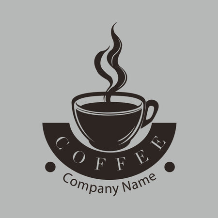 Coffee logo design template with a vector coffee emblem, ideal for coffee shops and coffee-related businesses.のイラスト素材