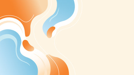 Abstract background with orange and blue gradient fluid waves modern curved shapes minimal design for poster banner and presentation templateのイラスト素材