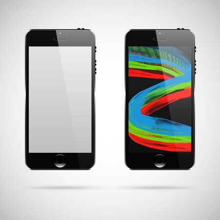 Modern touchscreen cellphone tablet smartphone isolated on light backgroundのイラスト素材