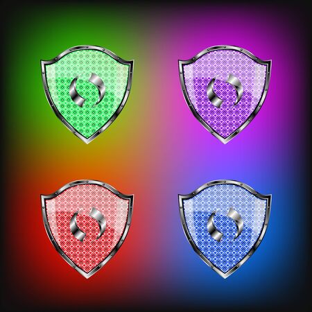 A set of metallic shieldsのイラスト素材