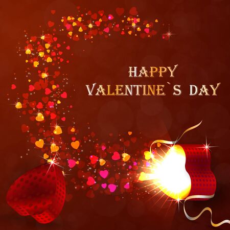 Valentines gifting box with little hearts fly out of the box on an abstract background.のイラスト素材