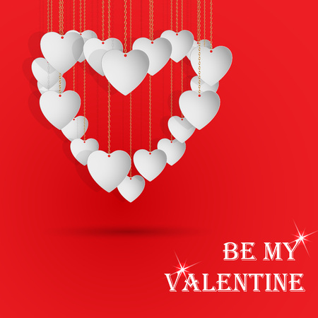 Postcard with the heart, composed of small white hearts. Valentine's Dayのイラスト素材