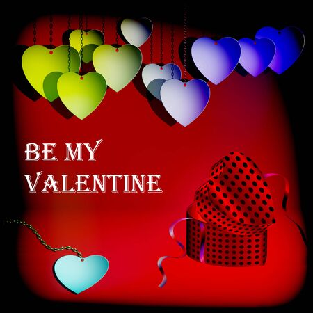 Valentines gifting box with hearts on it. Illustration. Valentine's Dayのイラスト素材