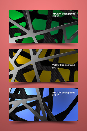 Set of colored banner templates. Digital background illustration carbon.のイラスト素材