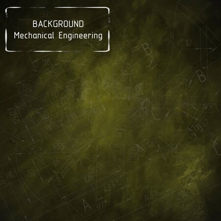 Mechanical engineering drawings on yellow blackboard. Background. illustrationのイラスト素材