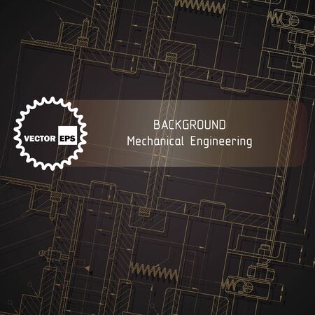 Background of mechanical engineering drawings on dark. illustrationのイラスト素材