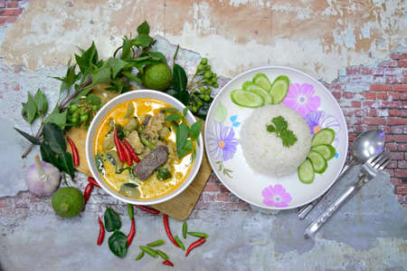 Green curry is a Thai food that is famous all over the world.の写真素材
