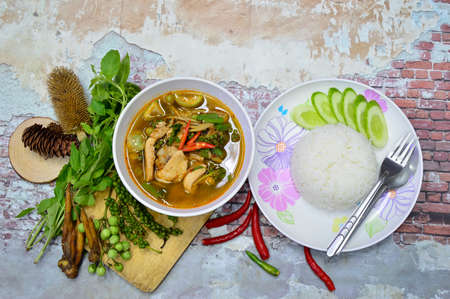 Green curry is a Thai food that is famous all over the world.の写真素材