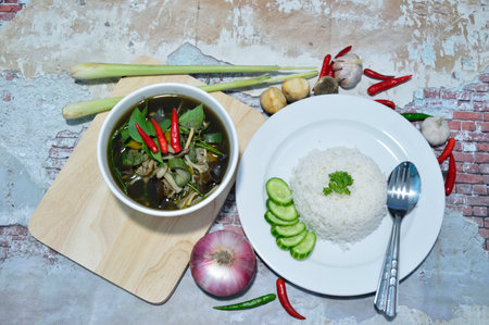 Green curry is a Thai food that is famous all over the world.の写真素材
