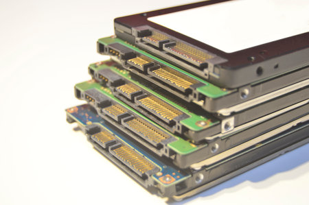 ssd sata port used to connect between hard disk and motherboardの写真素材