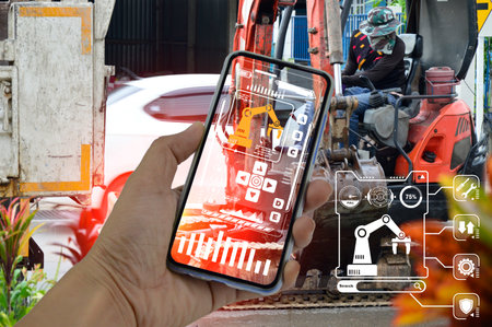 The concept of controlling the operation of machines with Smartphones and applicationsの写真素材