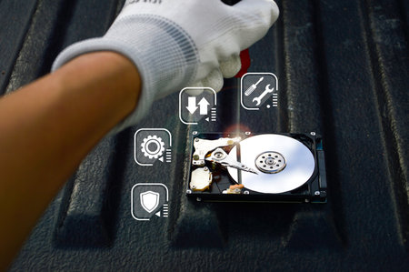 Hard drive is an important storage device, concept of data protection with security.の写真素材