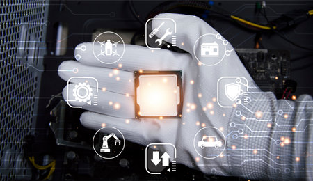 Concept, CPU, AI is used to control everything around, using artificial intelligence.の写真素材
