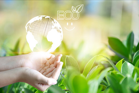 Green world concept, reduce energy consumption energy savingの写真素材