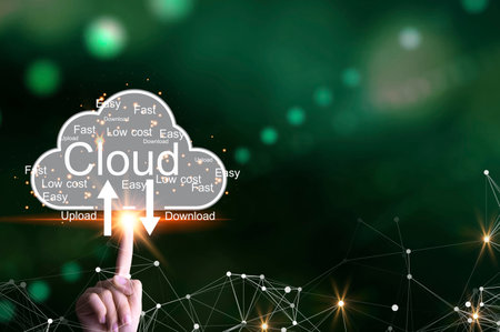 Concept of using cloud online system is convenient, economical, energy saving and low cost.の写真素材