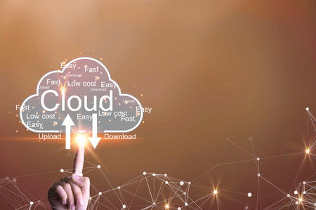 Concept of using cloud online system is convenient, economical, energy saving and low cost.の写真素材