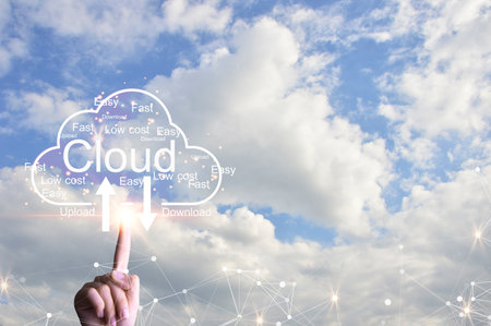 Concept of using cloud online system is convenient, economical, energy saving and low cost.の写真素材