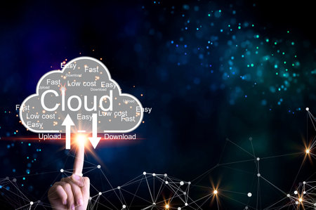 Concept of using cloud online system is convenient, economical, energy saving and low cost.の写真素材