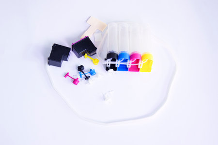 Image of equipment for creating ink tanks for printers.の写真素材