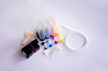 Image of equipment for creating ink tanks for printers.の写真素材
