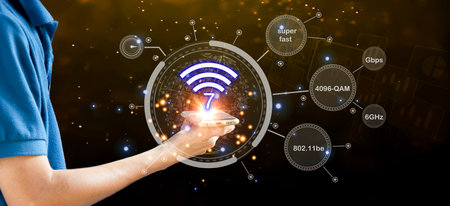 concept man using wifi technology 7 connected to the internet world with new technology