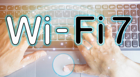 concept man using wifi technology 7 connected to the internet world with new technologyの写真素材