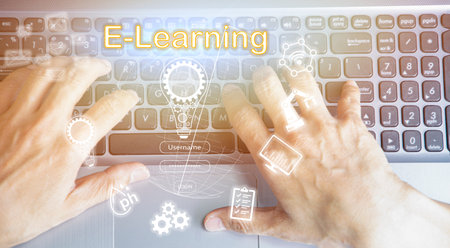 E-Learning, Internet Technology Education, Webinars, Course Concepts.の写真素材