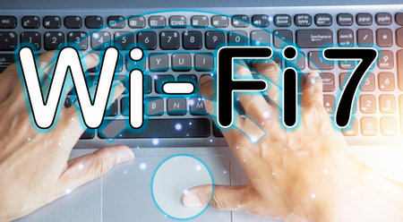 concept man using wifi technology 7 connected to the internet world with new technologyの写真素材