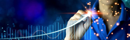 business development success and growth concept business people growth arrow graph corporate future growth planの写真素材