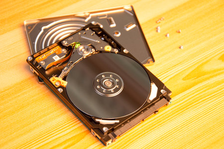 2.5-inch hard disk drive is the part that is used to store data or is called a hard disk as well.の写真素材