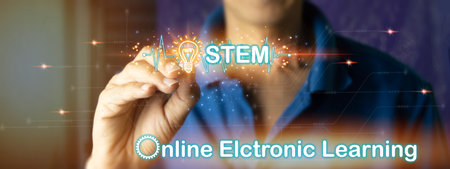 Concept of e-Learning, a learning management system through a network (Learning Management System) with an emphasis on learners as the center. in teaching and learning Blended style with regular classの写真素材