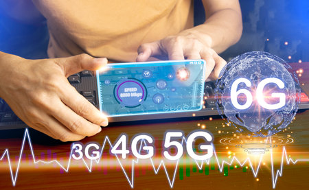 6G network concept, high speed mobile internet New age network, business concept, modern technology internet and networkの写真素材