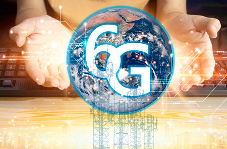 6G network concept, high speed mobile internet New age network, business concept, modern technology internet and networkの写真素材