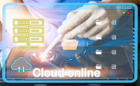 Businessman concept using online cloudの写真素材