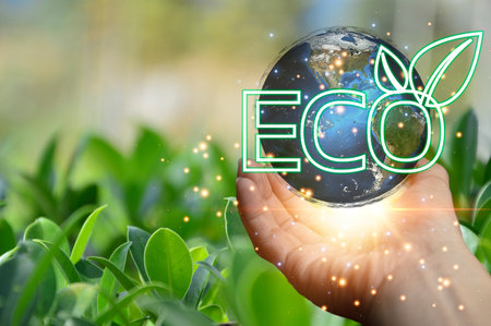 Concept of good world ecosystem, green worldの写真素材