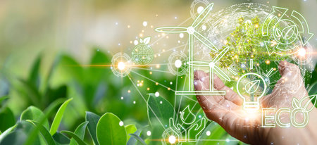 Concept Technology can be integrated with the environment, green technology.の写真素材