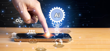 The concept of business is driven by artificial intelligence (AI), using AI to control the system.の写真素材