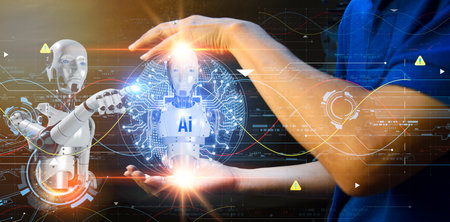 The AI ChatBot concept is unique in that it can interact as naturally as a real human. Industry Innovation 5.0の写真素材