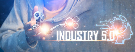 The concept of using artificial intelligence to control the system, industry using artificial intelligence,industry 5.0の写真素材