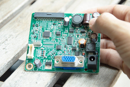 top view of main computer, electronic circuitの写真素材