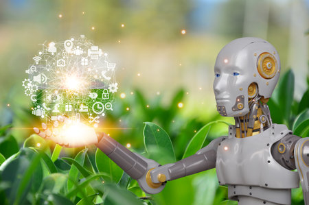 Artificial intelligence machine learning development conceptの写真素材