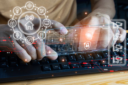 smart home concept and wireless control technology and security, ip cameraの写真素材
