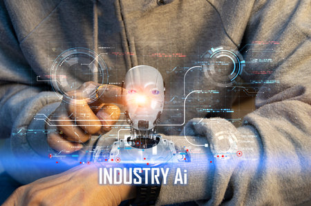 The concept of developing an artificial intelligence system that can interact with humans and be used in the industryの写真素材