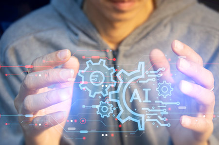 The concept of developing an artificial intelligence system that can interact with humans and be used in the industryの写真素材