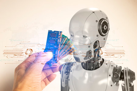 The concept of developing an artificial intelligence system that can interact with humans and be used in the industryの写真素材