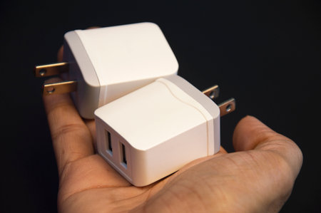 usb charger white 2 portの写真素材