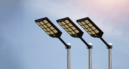 Solar lamps are becoming very popular and widely used.の写真素材